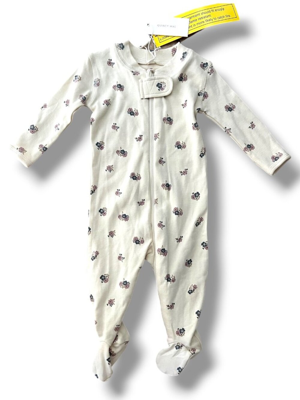 NWT Quincy Mae Long Sleeve Floral Print Footie Sleeper Size 3-6M